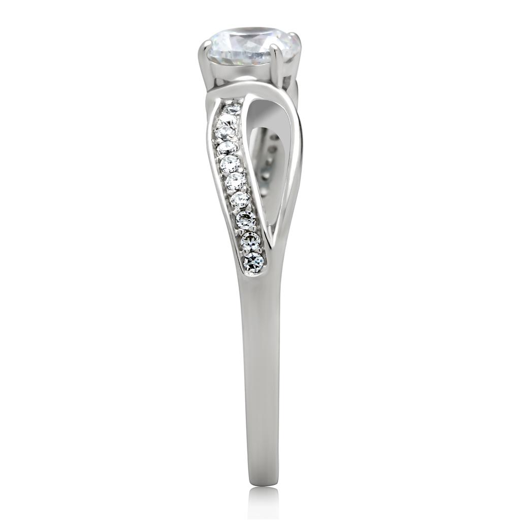 Rhodium 925 Sterling Silver Ring with AAA Grade CZ  in Clear