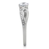 Rhodium 925 Sterling Silver Ring with AAA Grade CZ  in Clear