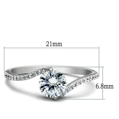 Rhodium 925 Sterling Silver Ring with AAA Grade CZ  in Clear