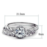 Rhodium 925 Sterling Silver Ring with AAA Grade CZ  in Clear