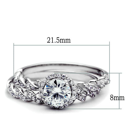 Rhodium 925 Sterling Silver Ring with AAA Grade CZ  in Clear