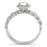 Rhodium 925 Sterling Silver Ring with AAA Grade CZ  in Clear