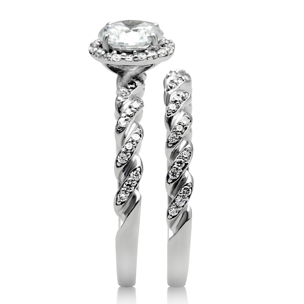 Rhodium 925 Sterling Silver Ring with AAA Grade CZ  in Clear