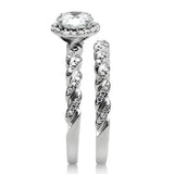 Rhodium 925 Sterling Silver Ring with AAA Grade CZ  in Clear