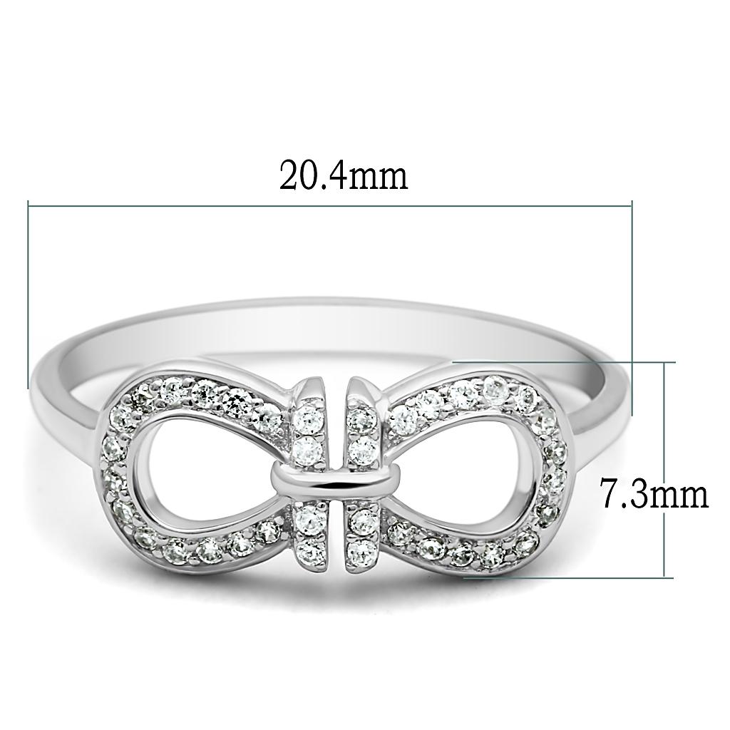 Rhodium 925 Sterling Silver Ring with AAA Grade CZ  in Clear