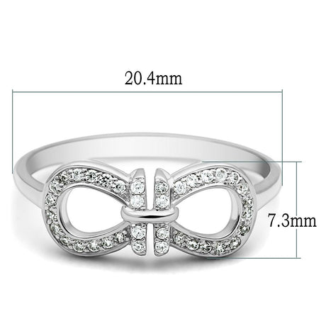 Rhodium 925 Sterling Silver Ring with AAA Grade CZ  in Clear