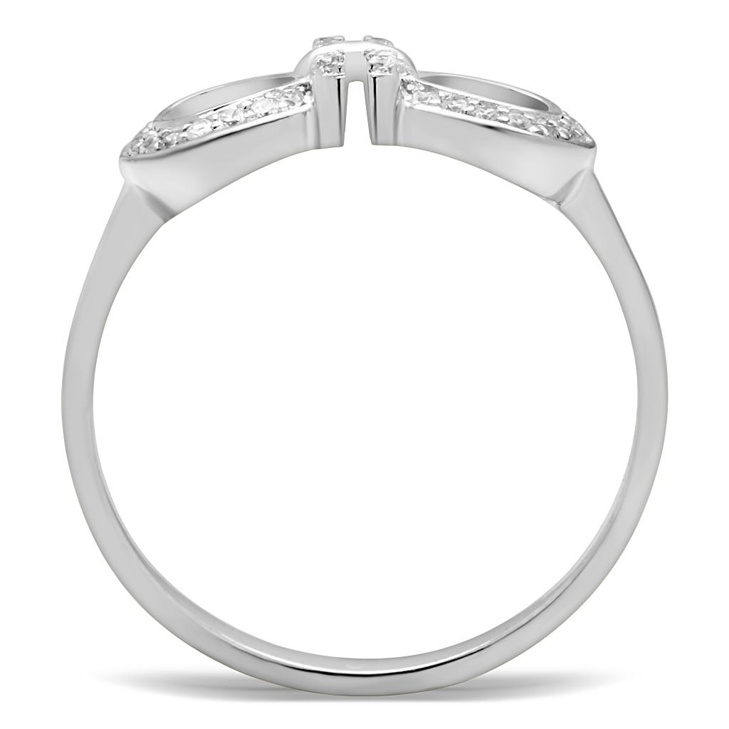 Rhodium 925 Sterling Silver Ring with AAA Grade CZ  in Clear