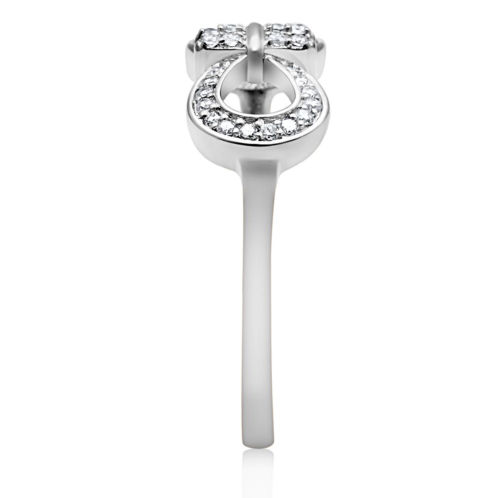 Rhodium 925 Sterling Silver Ring with AAA Grade CZ  in Clear