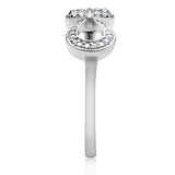Rhodium 925 Sterling Silver Ring with AAA Grade CZ  in Clear