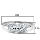 Rhodium 925 Sterling Silver Ring with AAA Grade CZ  in Clear