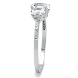 Rhodium 925 Sterling Silver Ring with AAA Grade CZ  in Clear