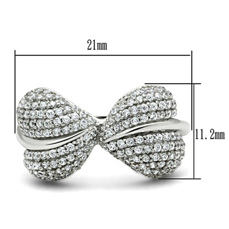 Rhodium 925 Sterling Silver Ring with AAA Grade CZ  in Clear