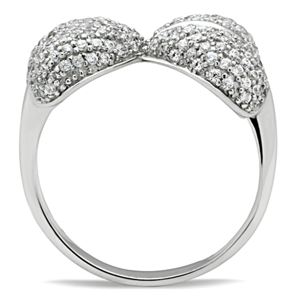 Rhodium 925 Sterling Silver Ring with AAA Grade CZ  in Clear