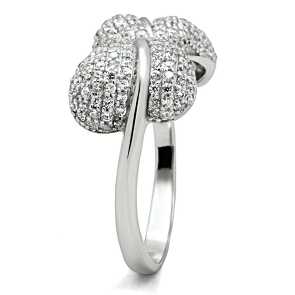 Rhodium 925 Sterling Silver Ring with AAA Grade CZ  in Clear