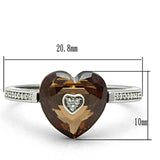 Rhodium 925 Sterling Silver Ring with AAA Grade CZ  in Brown