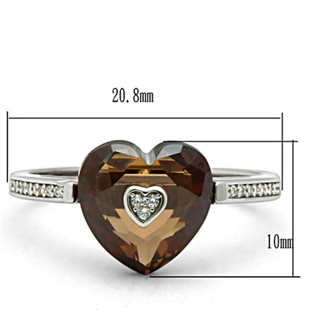 Rhodium 925 Sterling Silver Ring with AAA Grade CZ  in Brown