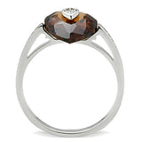 Rhodium 925 Sterling Silver Ring with AAA Grade CZ  in Brown