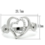 Rhodium 925 Sterling Silver Ring with AAA Grade CZ  in Clear