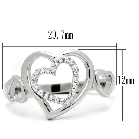 Rhodium 925 Sterling Silver Ring with AAA Grade CZ  in Clear