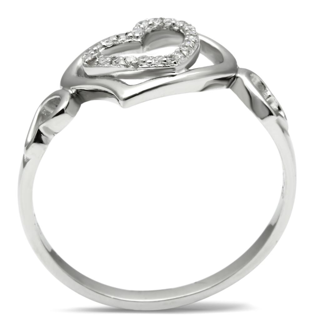 Rhodium 925 Sterling Silver Ring with AAA Grade CZ  in Clear
