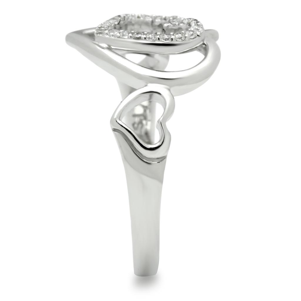 Rhodium 925 Sterling Silver Ring with AAA Grade CZ  in Clear