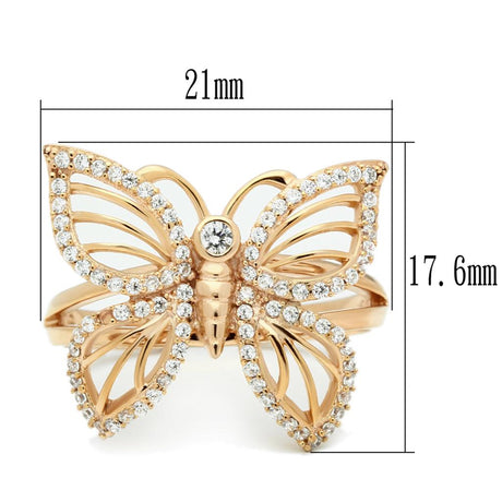 Rose Gold 925 Sterling Silver Ring with AAA Grade CZ  in Clear
