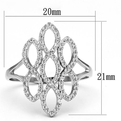 Rhodium 925 Sterling Silver Ring with AAA Grade CZ  in Clear