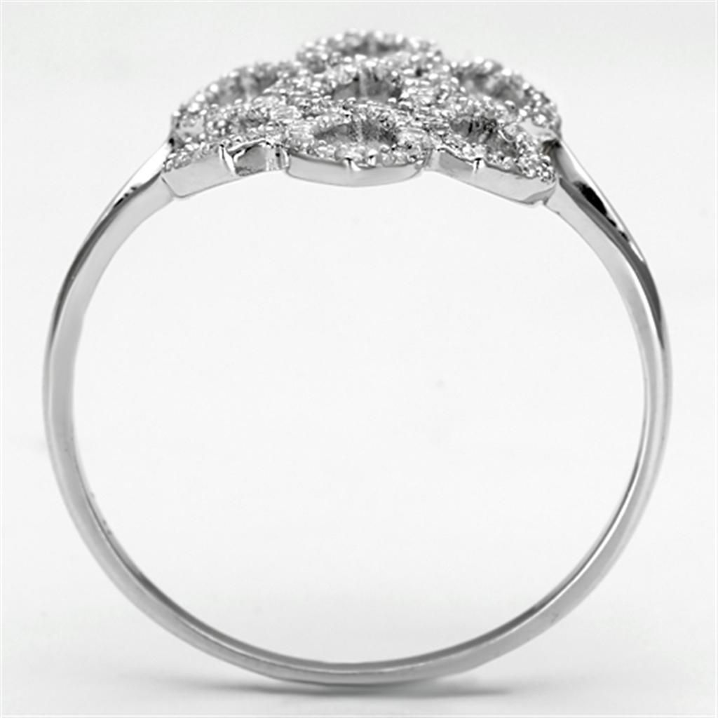 Rhodium 925 Sterling Silver Ring with AAA Grade CZ  in Clear