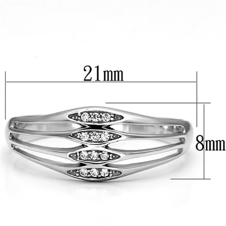 Rhodium 925 Sterling Silver Ring with AAA Grade CZ  in Clear