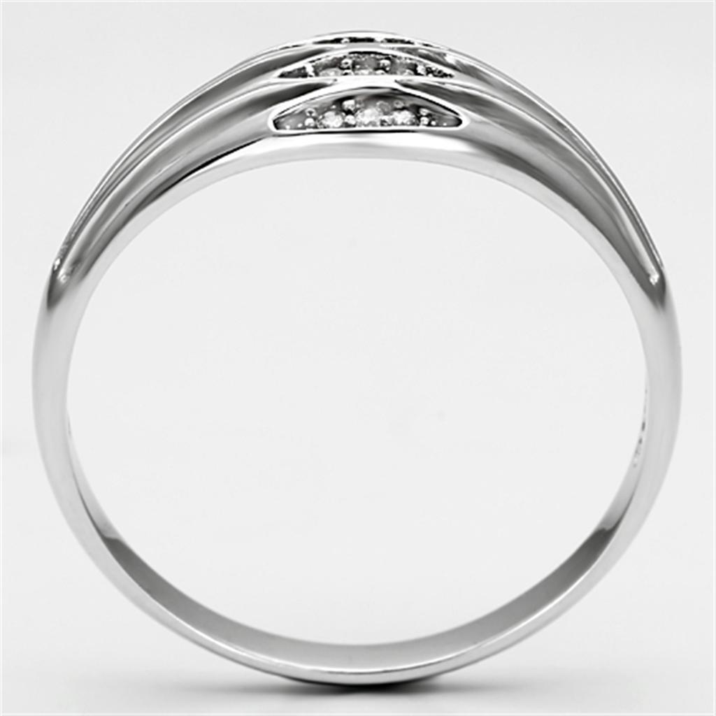 Rhodium 925 Sterling Silver Ring with AAA Grade CZ  in Clear