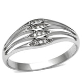 Rhodium 925 Sterling Silver Ring with AAA Grade CZ  in Clear