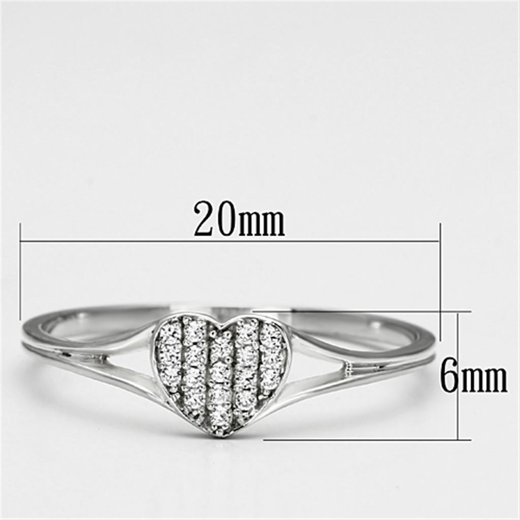 Rhodium 925 Sterling Silver Ring with AAA Grade CZ  in Clear