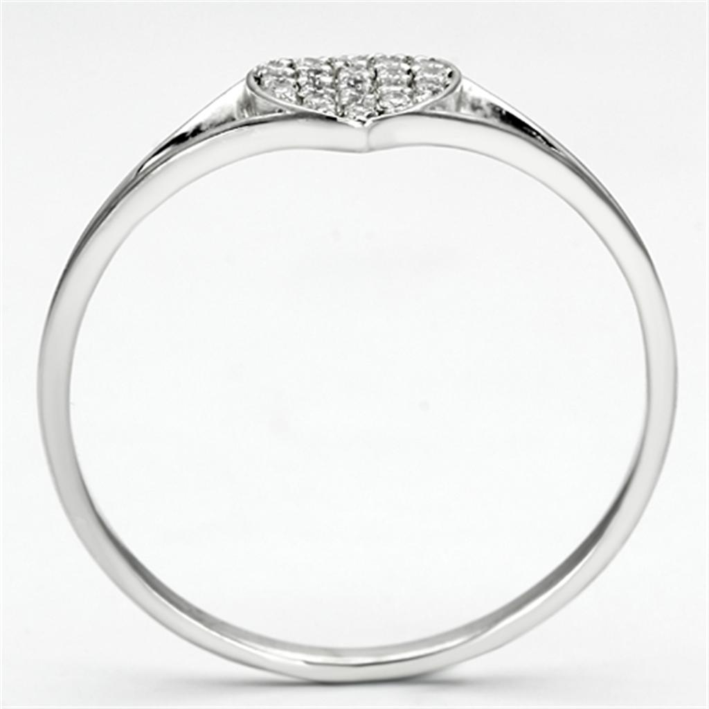 Rhodium 925 Sterling Silver Ring with AAA Grade CZ  in Clear
