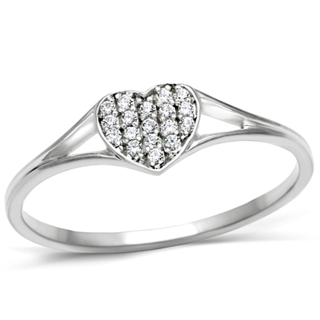 Rhodium 925 Sterling Silver Ring with AAA Grade CZ  in Clear