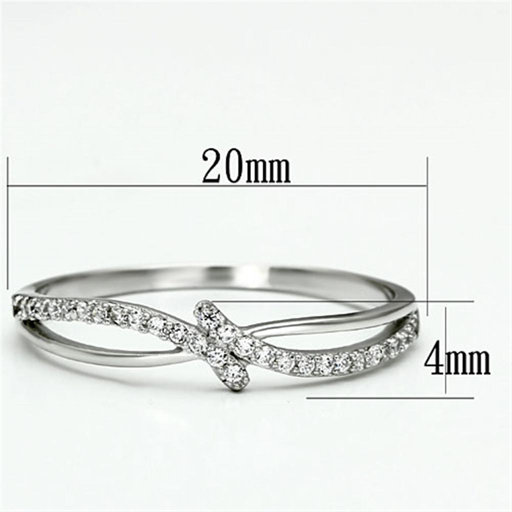 Rhodium 925 Sterling Silver Ring with AAA Grade CZ  in Clear