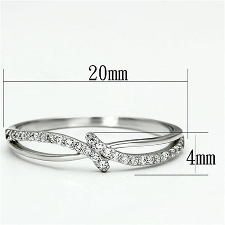 Rhodium 925 Sterling Silver Ring with AAA Grade CZ  in Clear