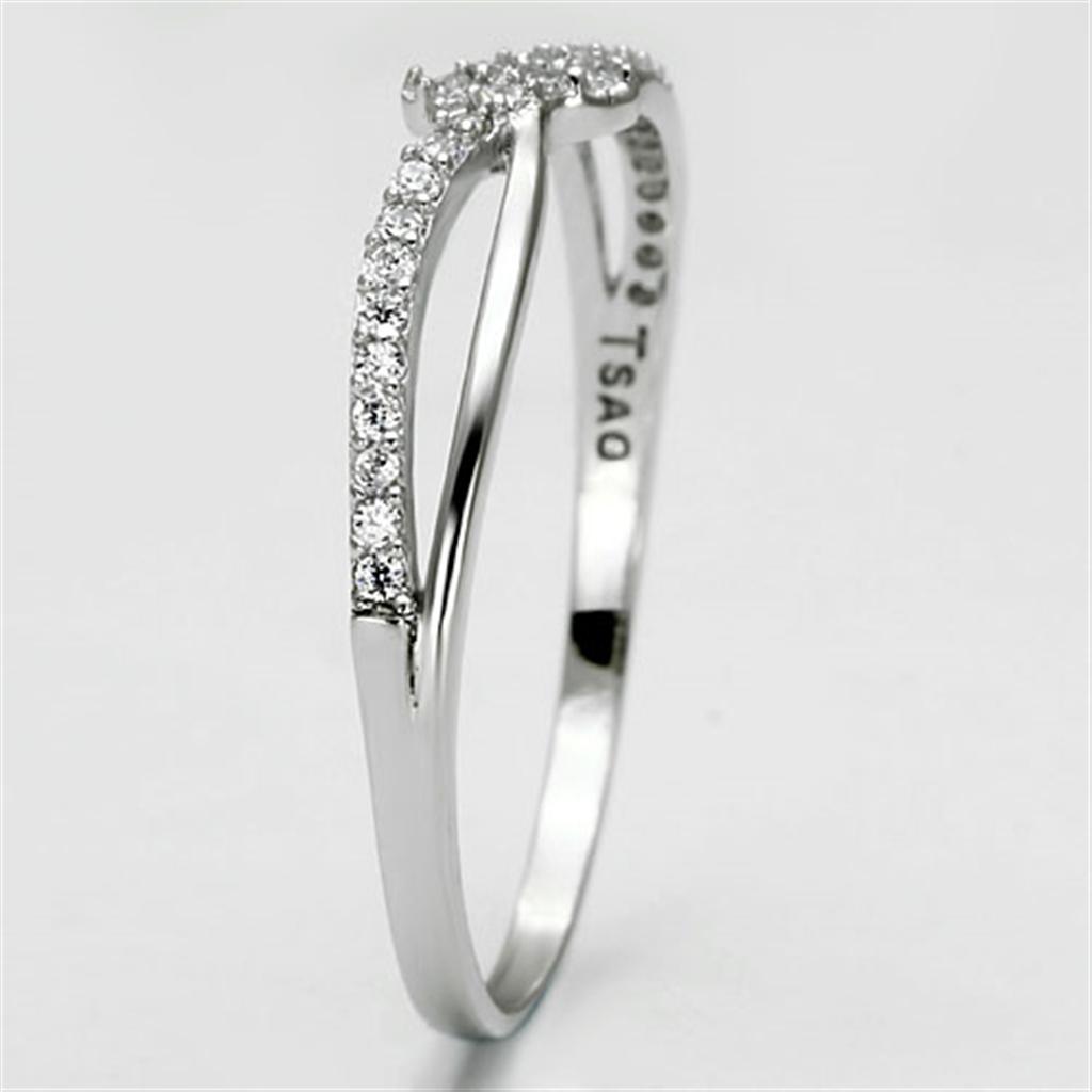 Rhodium 925 Sterling Silver Ring with AAA Grade CZ  in Clear