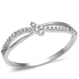 Rhodium 925 Sterling Silver Ring with AAA Grade CZ  in Clear