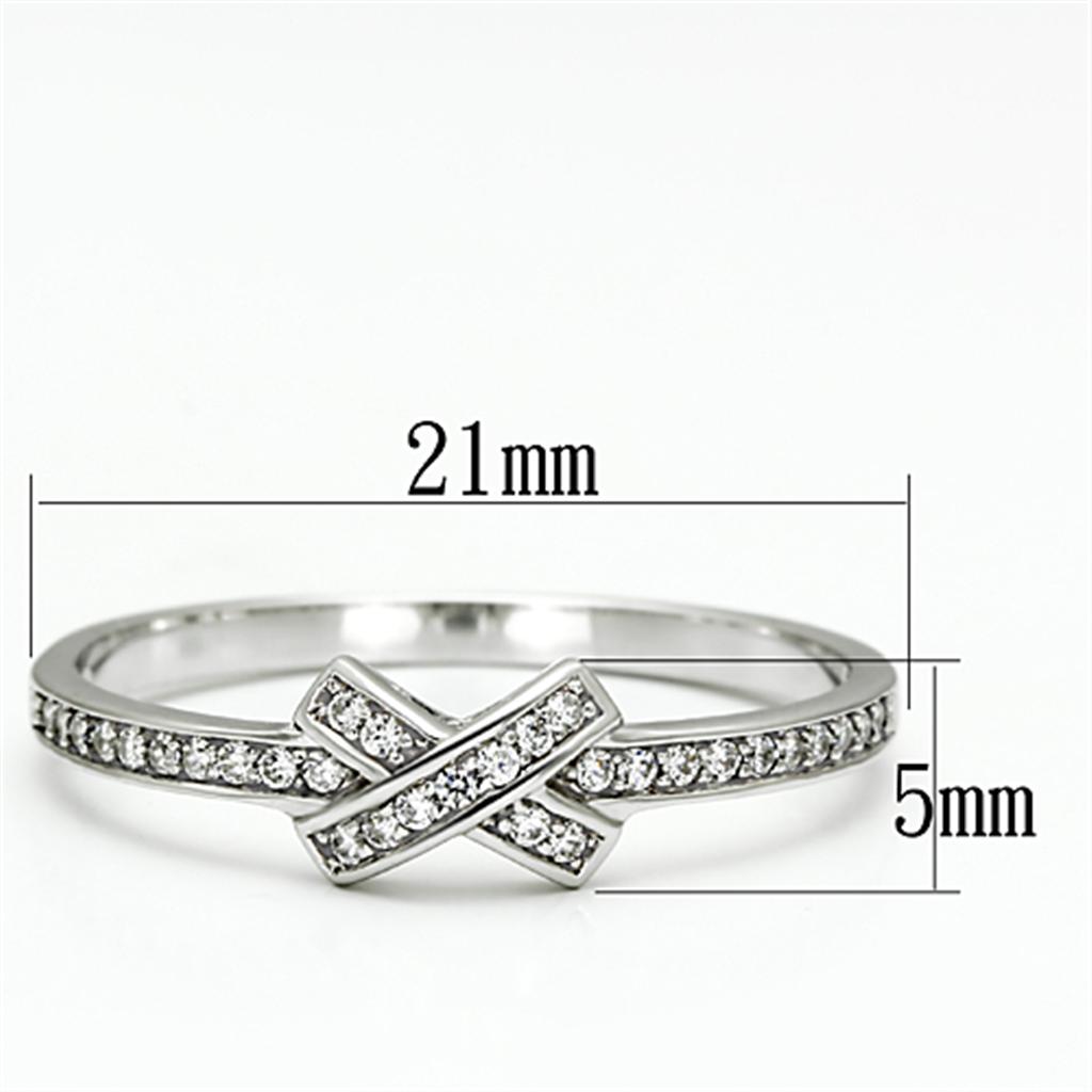 Rhodium 925 Sterling Silver Ring with AAA Grade CZ  in Clear