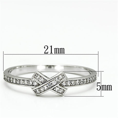 Rhodium 925 Sterling Silver Ring with AAA Grade CZ  in Clear