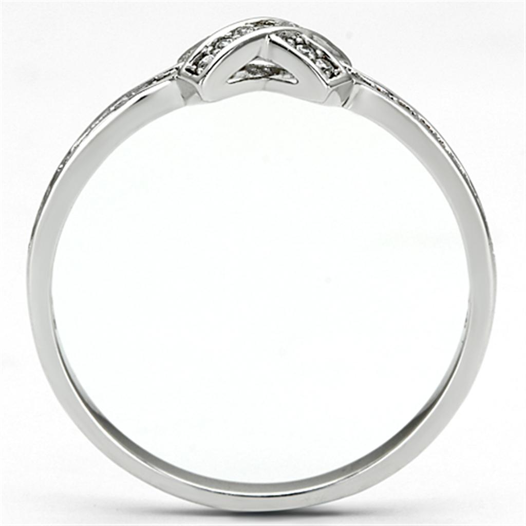 Rhodium 925 Sterling Silver Ring with AAA Grade CZ  in Clear