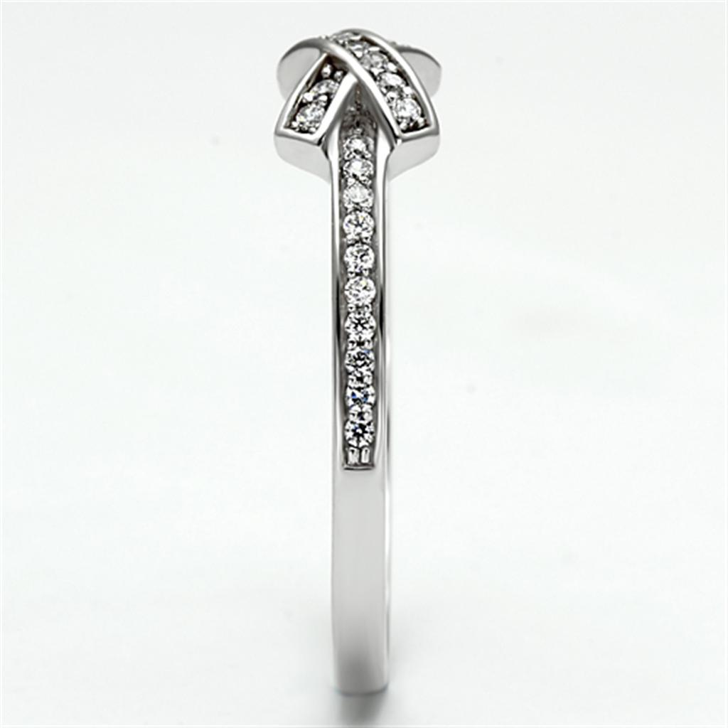 Rhodium 925 Sterling Silver Ring with AAA Grade CZ  in Clear