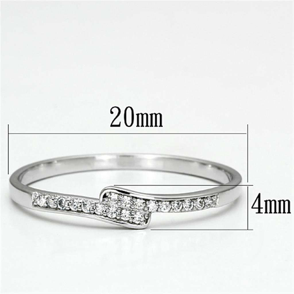 Rhodium 925 Sterling Silver Ring with AAA Grade CZ  in Clear