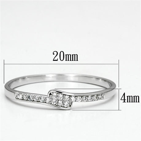 Rhodium 925 Sterling Silver Ring with AAA Grade CZ  in Clear