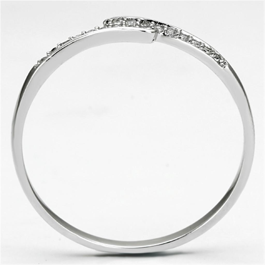 Rhodium 925 Sterling Silver Ring with AAA Grade CZ  in Clear