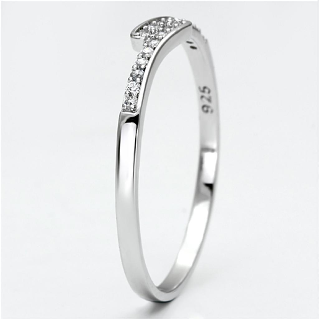 Rhodium 925 Sterling Silver Ring with AAA Grade CZ  in Clear