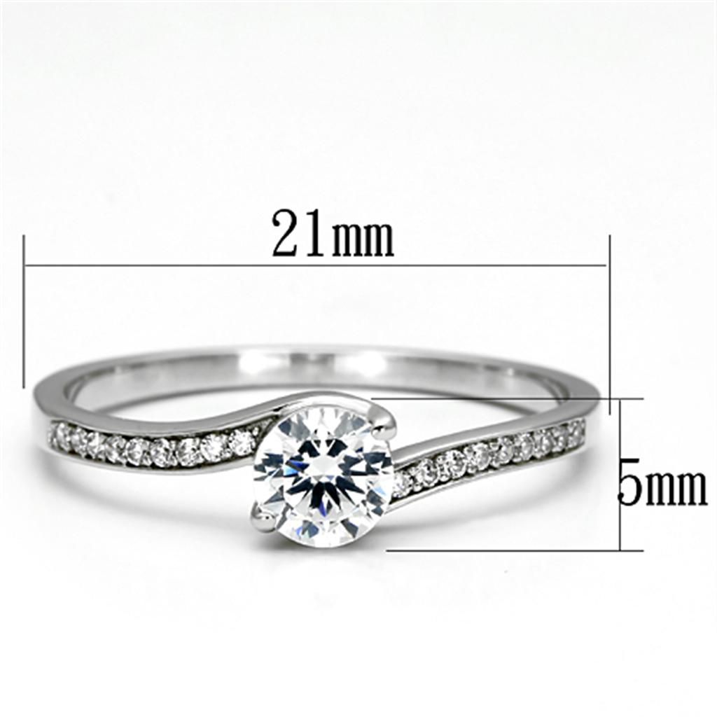 Rhodium 925 Sterling Silver Ring with AAA Grade CZ  in Clear