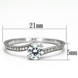 Rhodium 925 Sterling Silver Ring with AAA Grade CZ  in Clear
