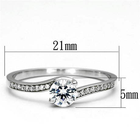 Rhodium 925 Sterling Silver Ring with AAA Grade CZ  in Clear