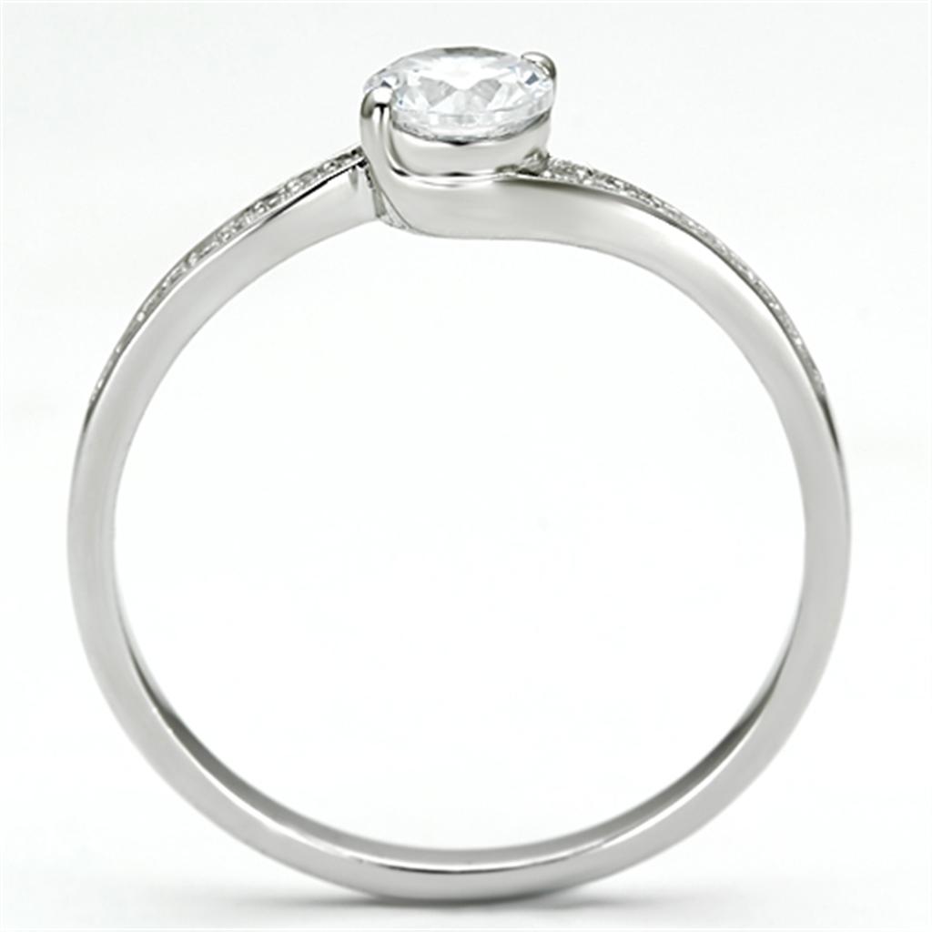Rhodium 925 Sterling Silver Ring with AAA Grade CZ  in Clear